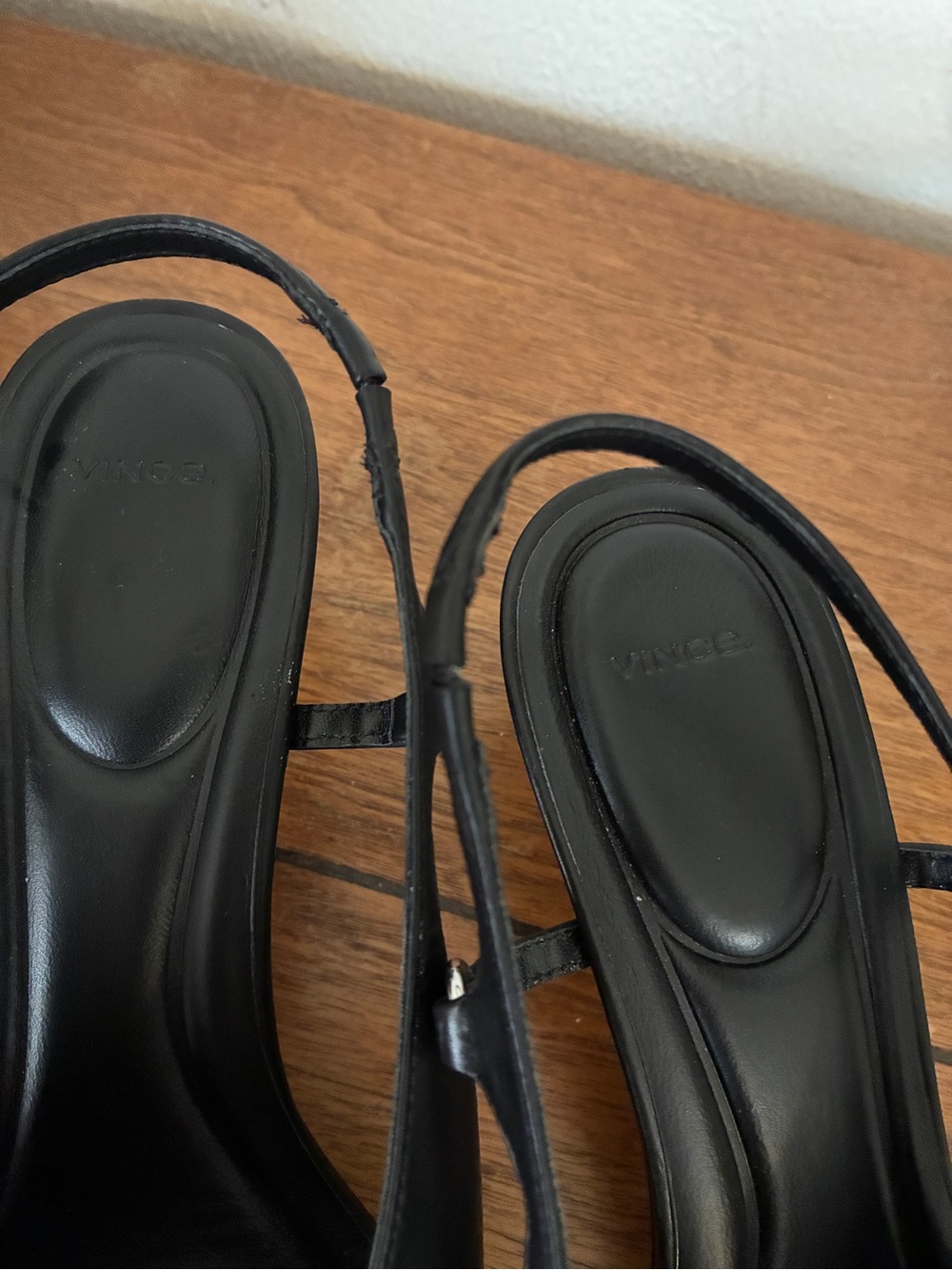 Vince Black Leather Slingback Heels - Picture 2 of 6
